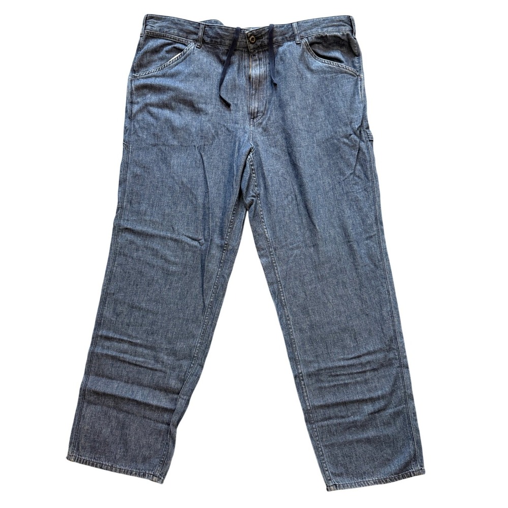 Uniqlo Denim Wide Work Pants XXL Blue Carpenter Utility Drawstring NEW NWT